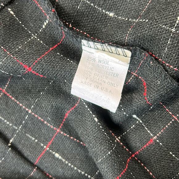 Vintage wool blend black check mark pleated front tapered dress pants, size 11 - Picture 8 of 8